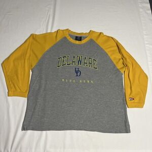 Vtg Delaware Blue Hens Long Sleeve Thermal Shirt Pro player Mens XL 3/4th Sleeve